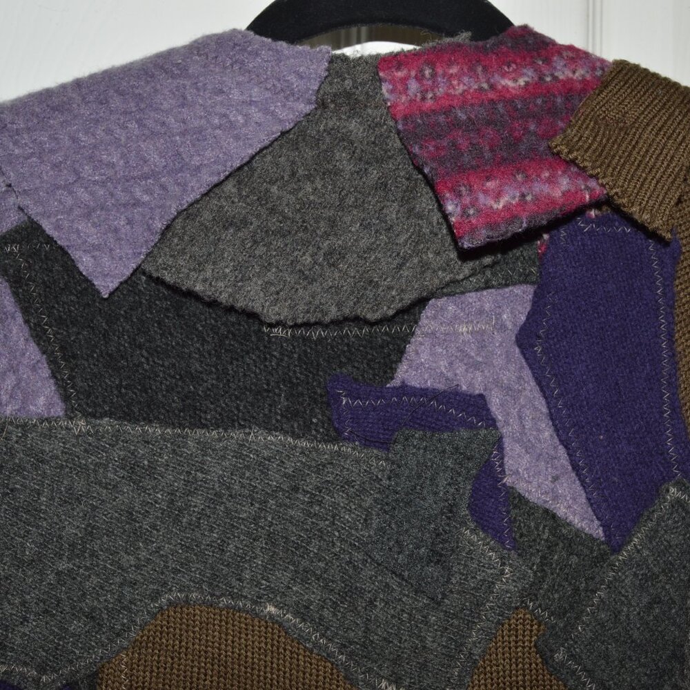 Funky Patchwork Sweater Vest Medium - image 6